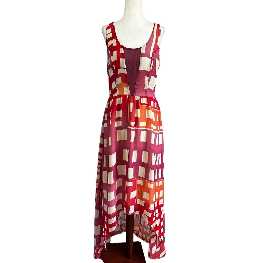 Fynn & Rose Multicolor Lined Hi Low Dress Women's Size 8 | 70-15